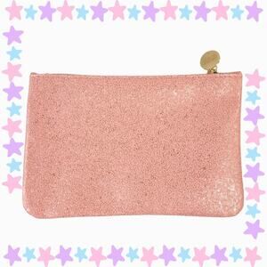 Textured Pink and Gold Cosmetics Makeup Bag